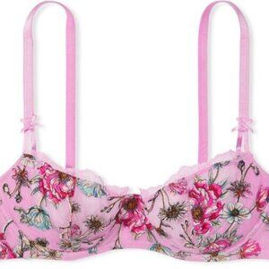 Pink Floral WICKED Angels Push Up wo pad Balconette Victorias Secret Bra 36C
